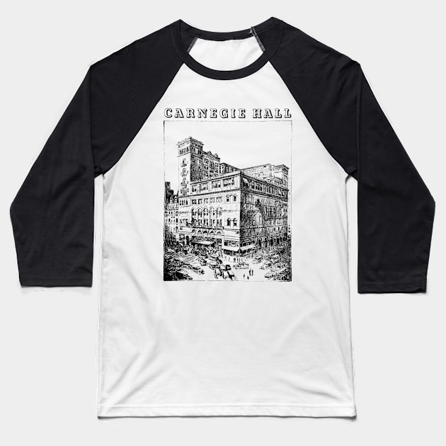 Carnegie Hall Baseball T-Shirt by HAPPY TRIP PRESS